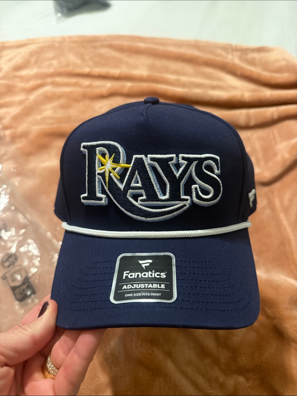 Fanatics Navy Tampa Bay Rays White Rope Trucker Hat